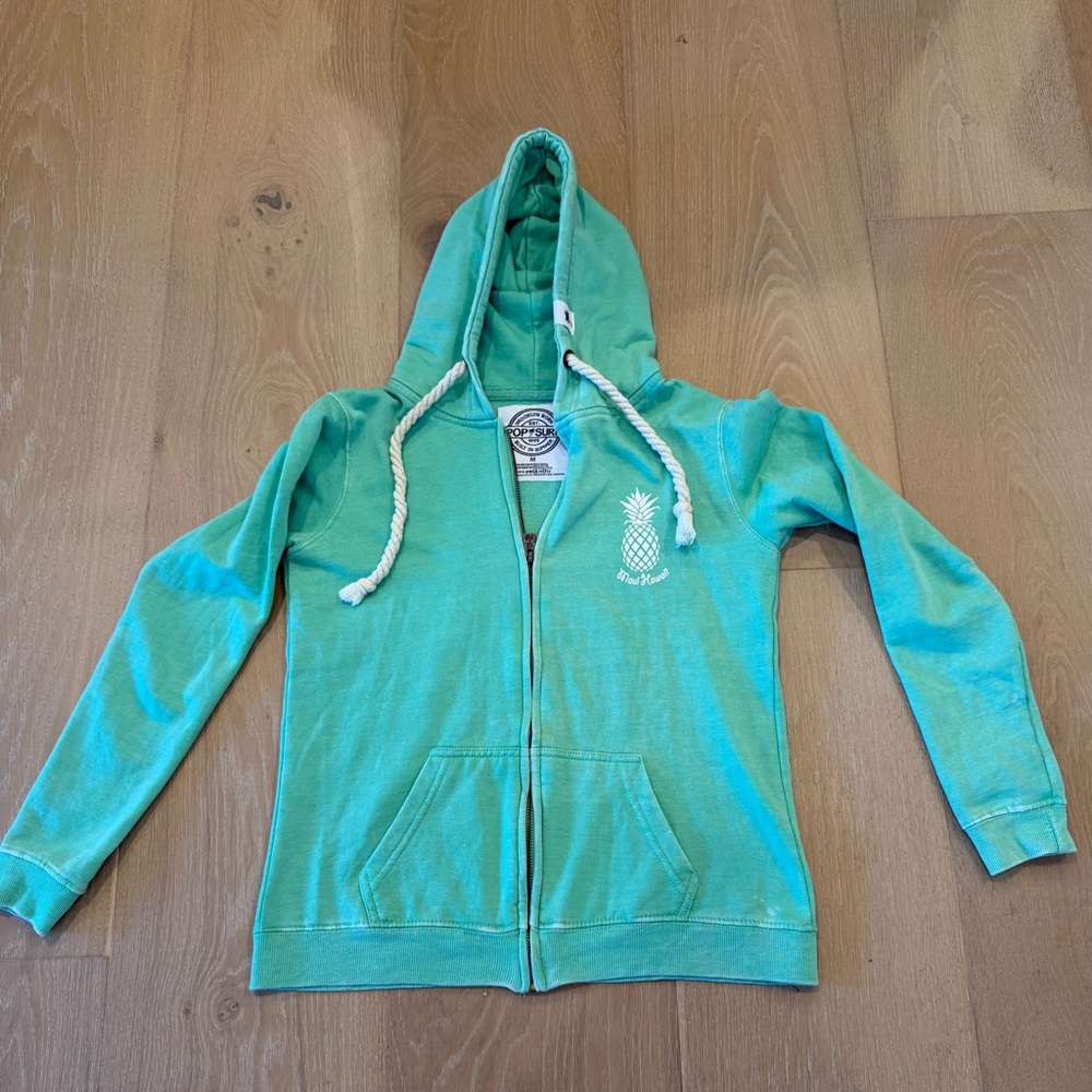 Pop Surf Maui Mint Green Women's Hoodie with Pineapple Design